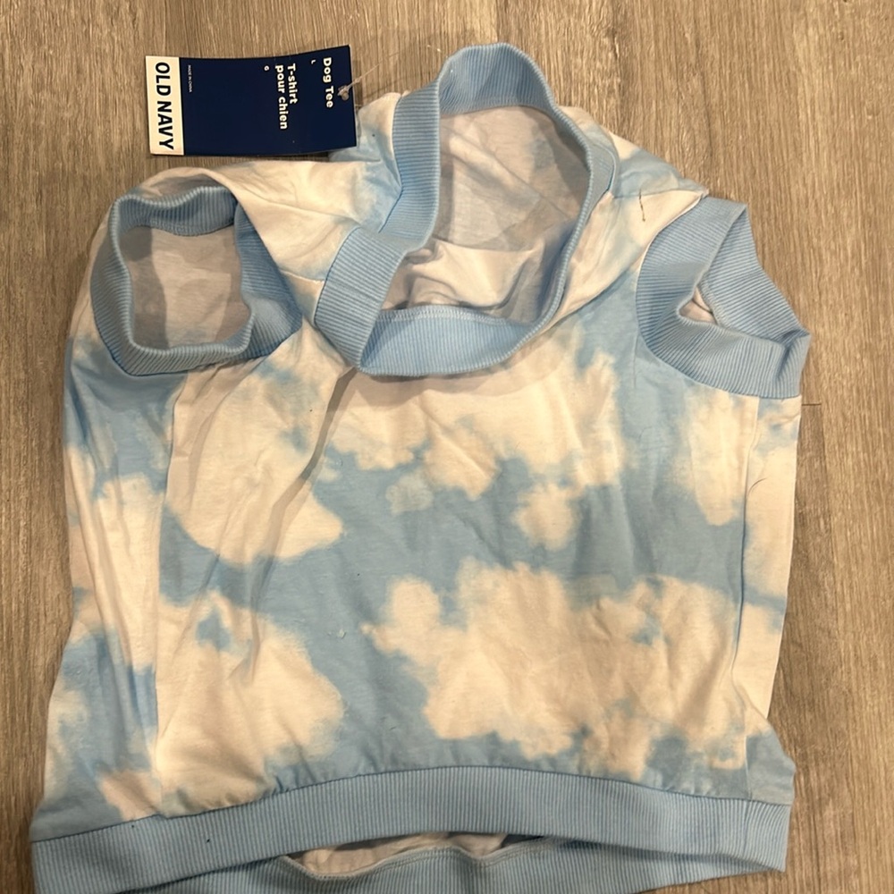 Old navy dog t shirt Tie dye blue and white Large